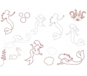 Stickserie - Meerjungfrau Silhouetten Appli